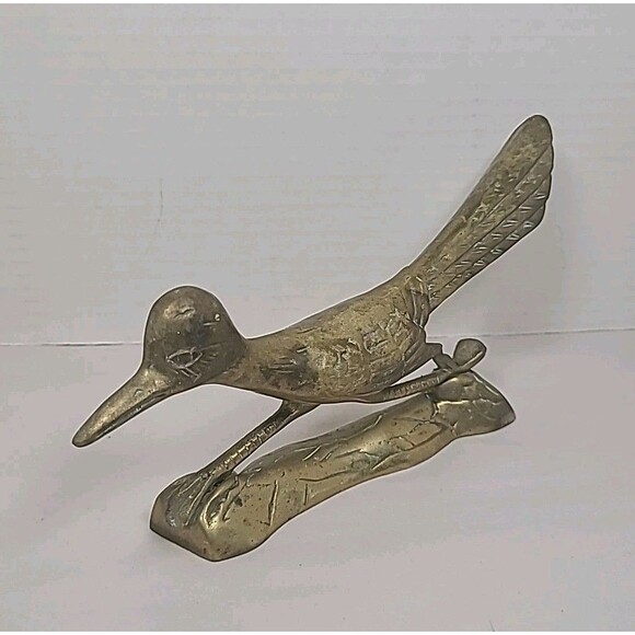 Vintage Solid Brass Roadrunner Bird Figurine Statue Paperweight - Picture 3 of 6